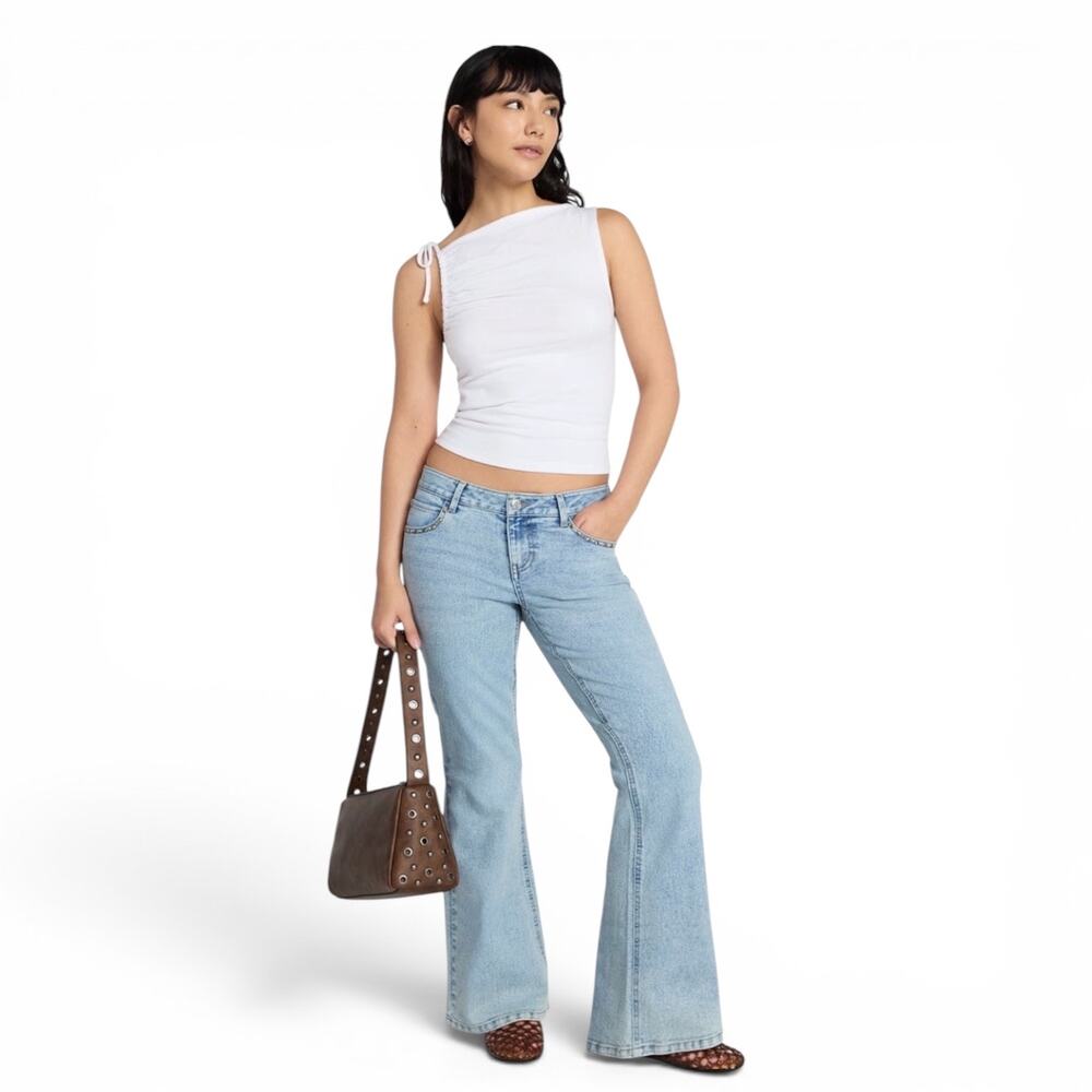 New Size 12 No Boundaries Low Rise Women’s Flared Light Blue Studded Denim Jeans
